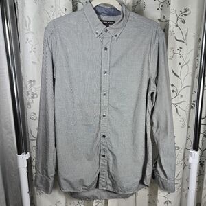 Michael Kors Men’s Classic Fit Shirt M Gray Micro Check Tailored Long Sleeve‎